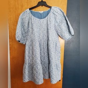 Madewell Quilted Blue Floral Dress